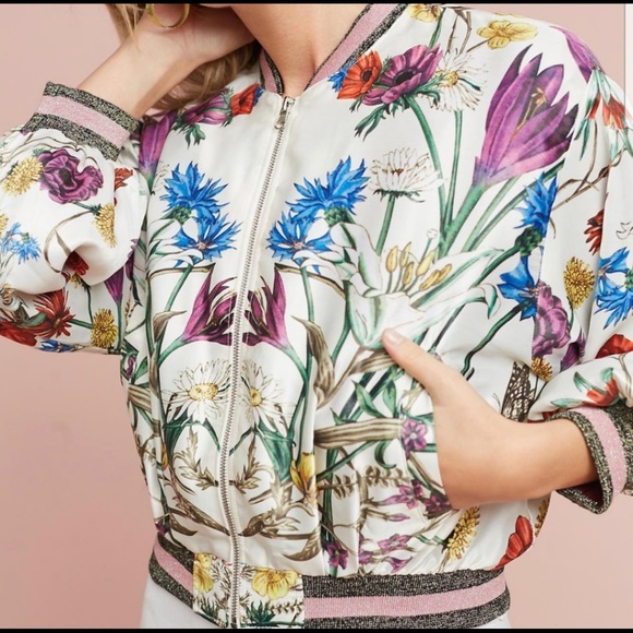 Anthropologie Jackets & Blazers - Anthropologie Elevenses Rubie Floral Bomber